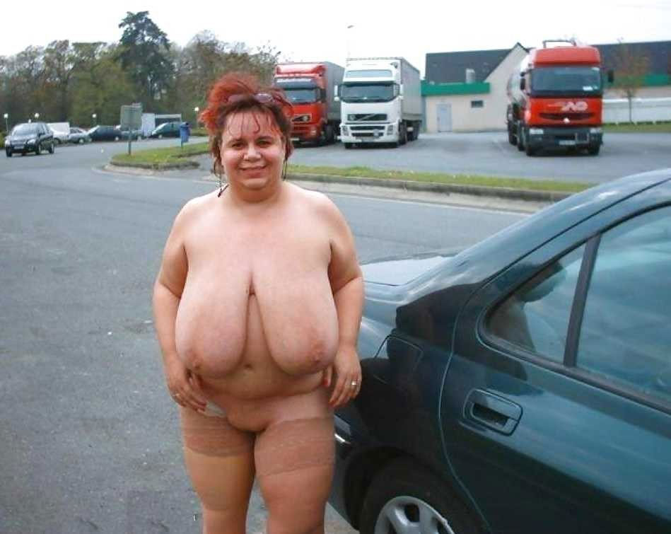 Horny BBW carwives flashing with no shame