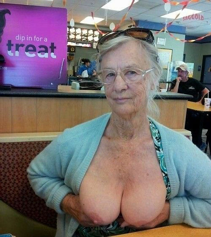 736px x 826px - Older moms and grannies flashing in country cafe